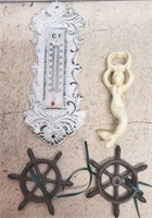 CAST IRON THERMOMETER AND BOTTLE OPENER