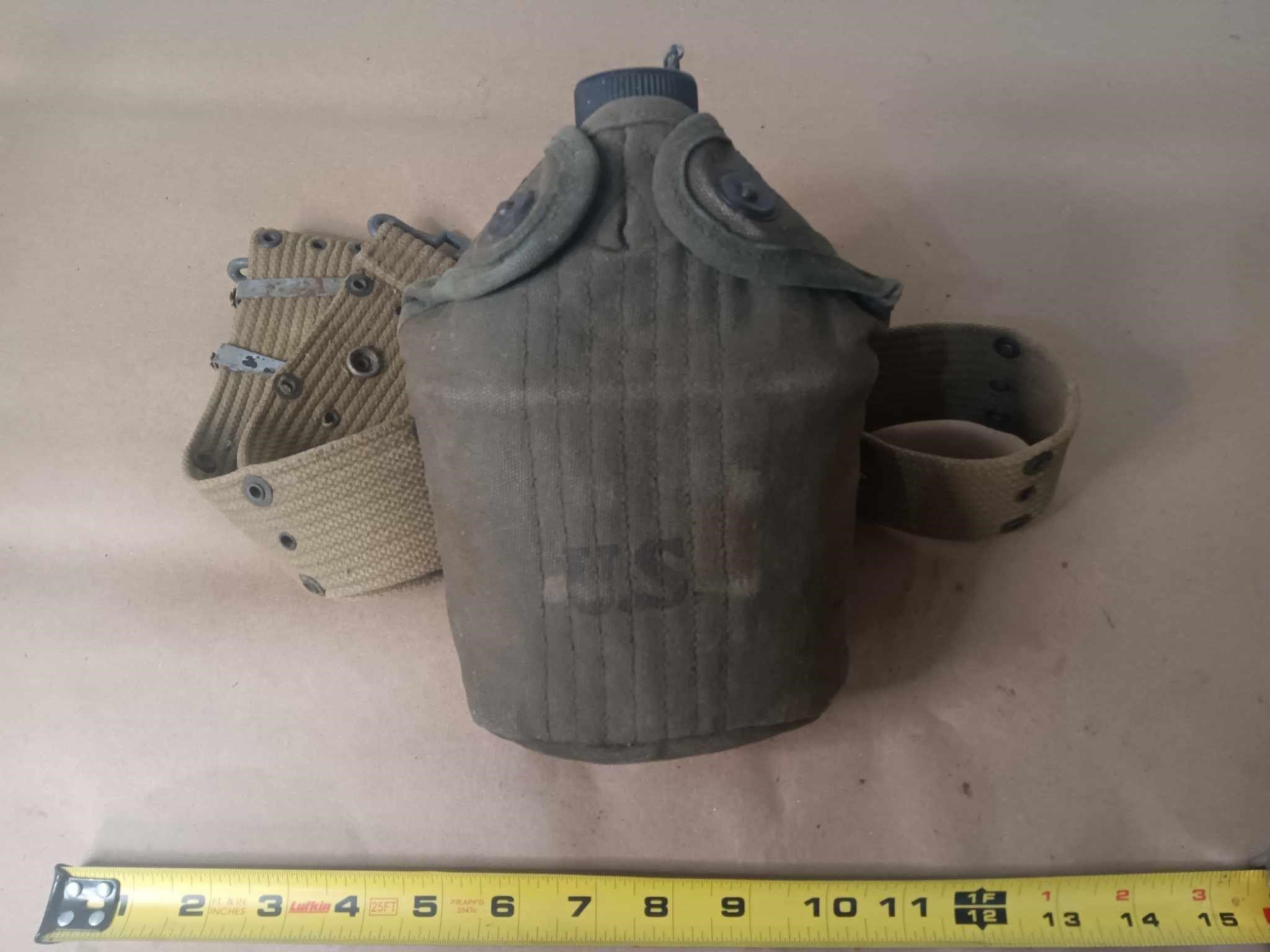 OLDER MILITARY CANTEEN WITH SERVICE BELT