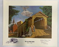 The Old Covered Bridge Print Signed By Herbert A
