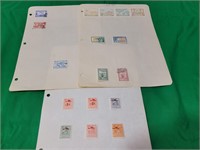 3 Sheets w/ Vintage Greek Stamps - Air Mail 1800's