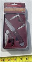 Winchester 3 wooden handle knives in gift box