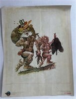 VINTAGE VIKING AND LITTLE BOY WITH TURKEY POSTER