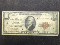 1929 $10 Boston National US Note