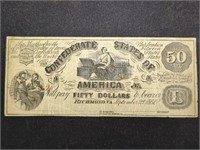 1861 Confederate States of America $50 Bond
