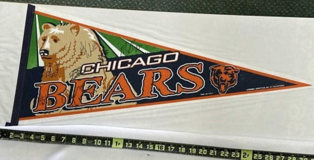 Chicago Bears Autographed Pennant