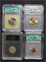 Group of four slabbed US coins