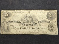 1861 Confederate States of America $5 Bond