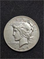 1935-S Peace Silver Dollar marked XF