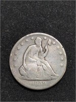 1859-S Seated Liberty Silver Half Dollar marked VG