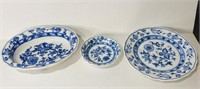 3 Meissen Blue & White Porcelain Plate