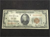 1929 $20 New York National US paper money
