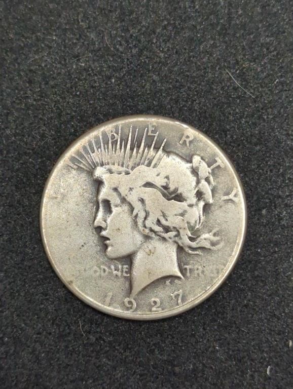 1927-S Peace Silver Dollar marked VG