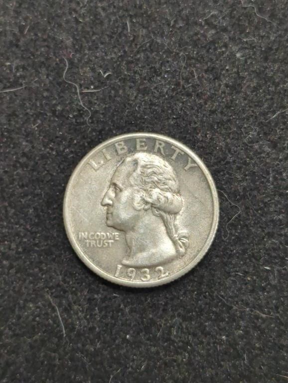 1932 Washington Silver Quarter coin marked AU