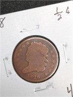 1828 Coronet Half Cent marked Good