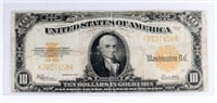 1922 LARGE US $10 GOLD CERTIFICATE NOTE