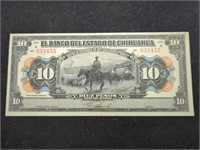 1913 Mexico, State of Chihuahua 10 Pesos