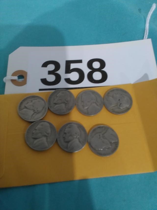 7 Jefferson Nickels - 1951, 52, 53, 54, 55, 57, 58