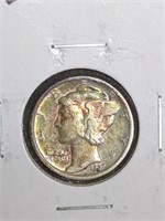 1937-S Mercury Silver dime marked AU