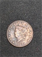 1822 Coronet Head Large cent marked VF