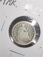 1853-O Seated Liberty Silver Half Dime marked Good