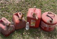 Gas cans 3 plastic 1 metal