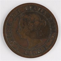 ANTIQUE 1882 CANADA LARGE ONE CENT COIN