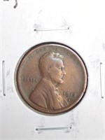 1913-S Lincoln Wheat Cent Penny Coin marked VG