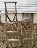 2 wooden step ladders , 5 foot 4 foot