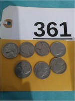 7 Jefferson Nickels - 1939, 1940-PD, 1941-PD, 1946