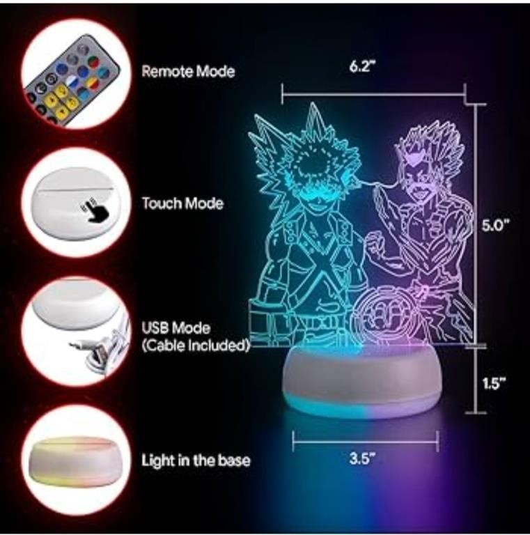 LED 3D night lamp for kids with remote control