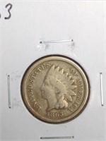 1863 Indian Head Penny marked VG