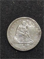 1856 Seated Liberty Silver Quarter Coin marked XF