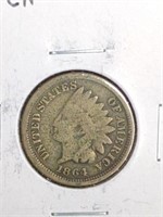 1864 Copper Nickel Indian Head Penny marked VG