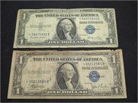 Pair of 1935 Star Note US paper money bills