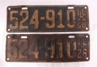 Pair of 1926 Illinois embossed metal license