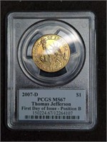 2007-D Thomas Jefferson PCGS MS67 First Day of