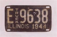 1944 Illinois embossed metal license plate