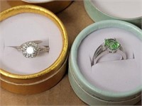 925 GREEN AND CZ STONE RINGS