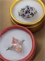 925 PINK AND PURPLE STONE RINGS