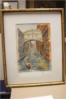 Vintage Etching and Watercolour