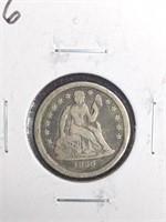1856 Seated Liberty Silver Dime marked Fine