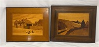 2 Landscapes of Farm House & Barn Scenes