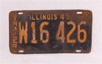 1945 Illinois embossed metal trailer license plate