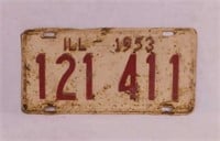 1953 Illinois embossed metal license plate