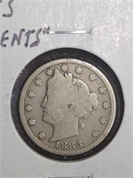 1883 With Cents Liberty V Nickel coin marked G /