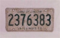 1956 Illinois embossed metal license plate