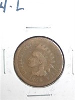 1864-L Indian Head Penny marked Good