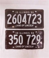 Two 1959 Illinois embossed metal license plates