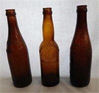 3 brown Pennsylvania blob top bottles: