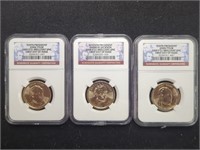Three NGC First Day of Issue Presidential Dollar